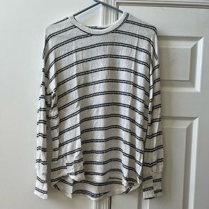 Staccato knit white/navy striped sweater, medium